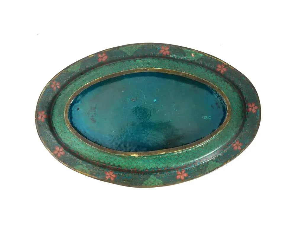 Antique Early Meiji Japanese Cloisonne Phoenix Bird Tray - 4