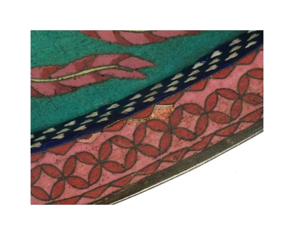 Antique Early Meiji Japanese Cloisonne Phoenix Bird Tray - 7