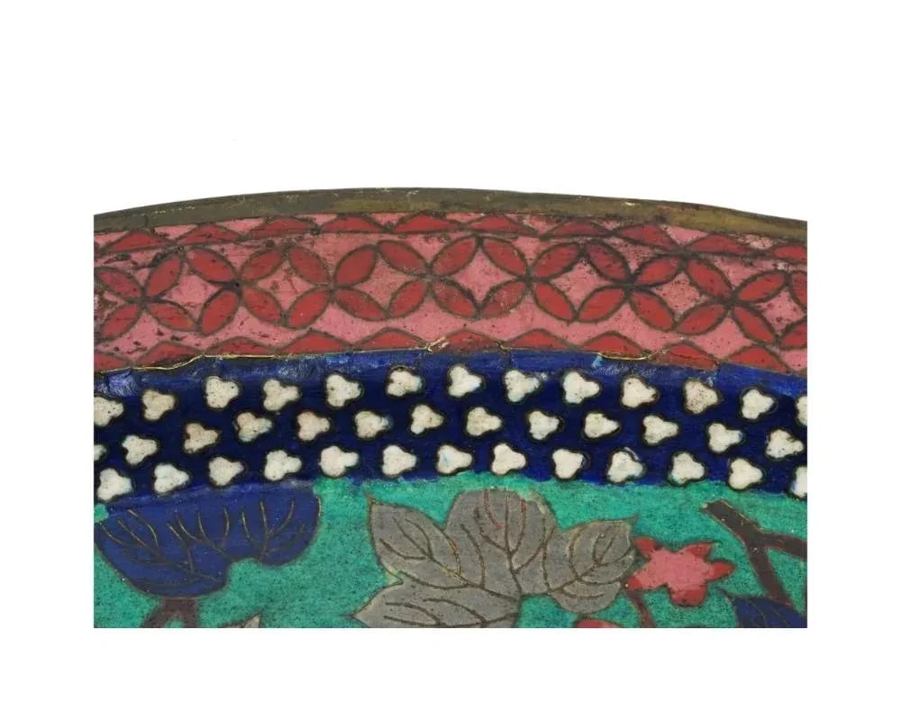Antique Early Meiji Japanese Cloisonne Phoenix Bird Tray - 9