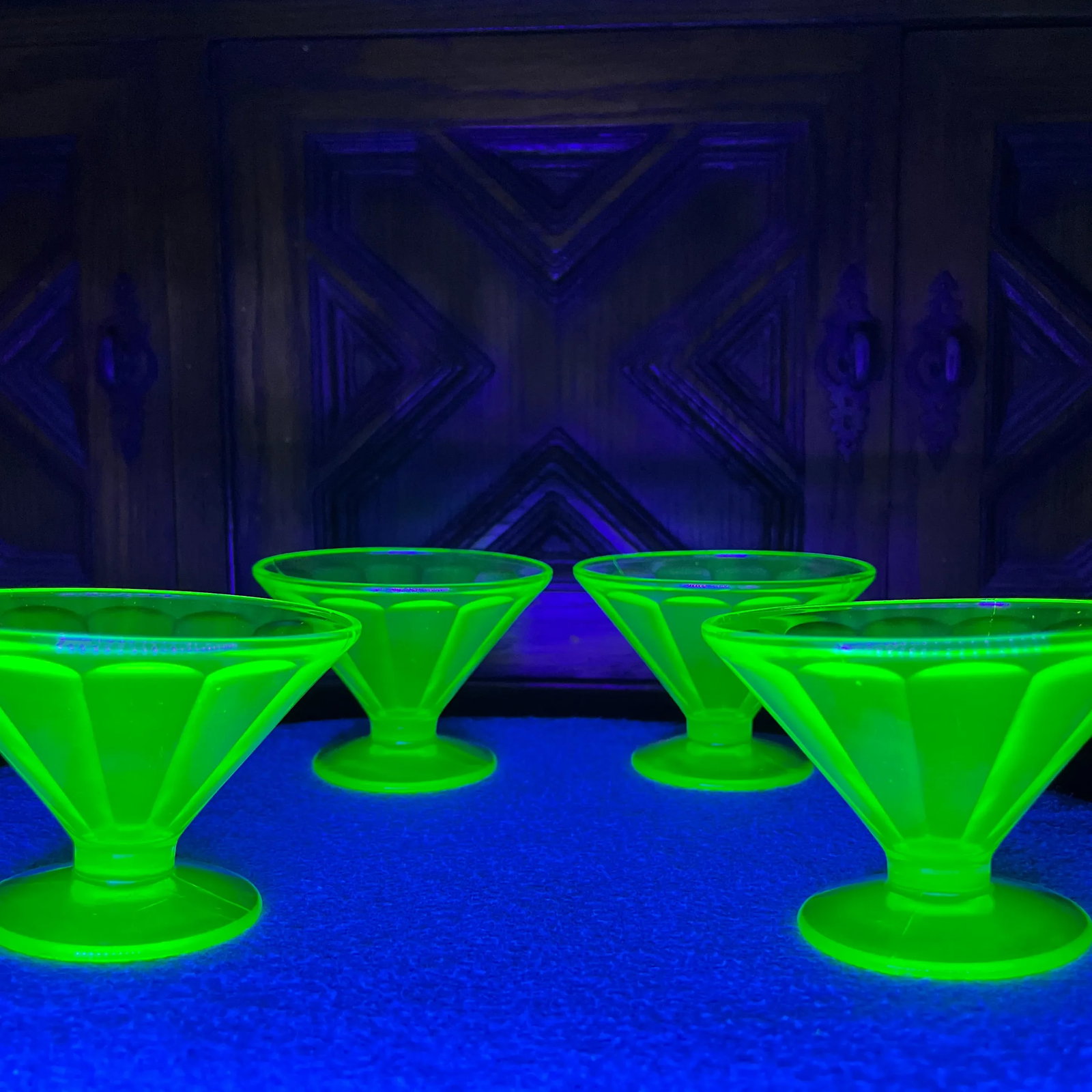 Early 20th Century Uranium Sherbet/Dessert Cups- Set of 4 - 5