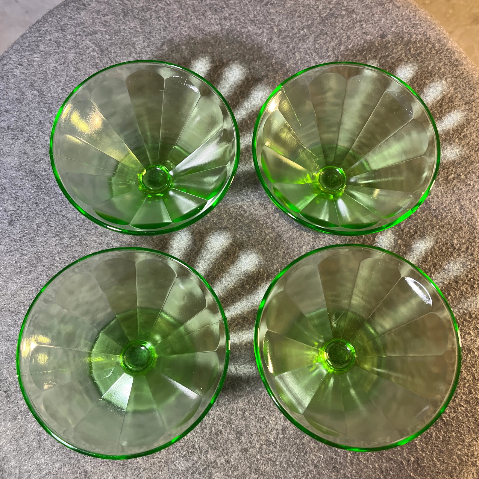 Early 20th Century Uranium Sherbet/Dessert Cups- Set of 4 - 6