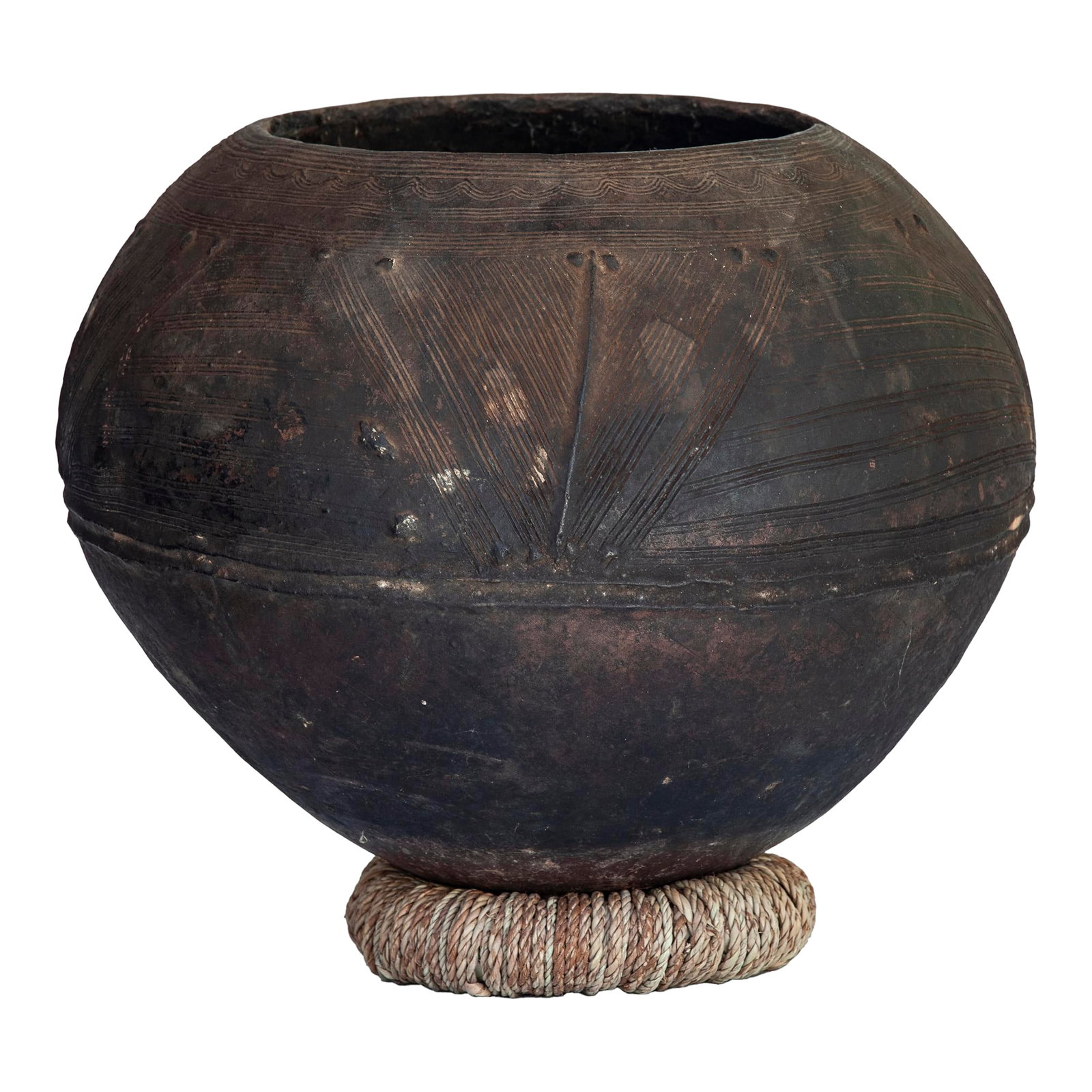 Antique African Clay Pot With Rattan Base (1 of 8)