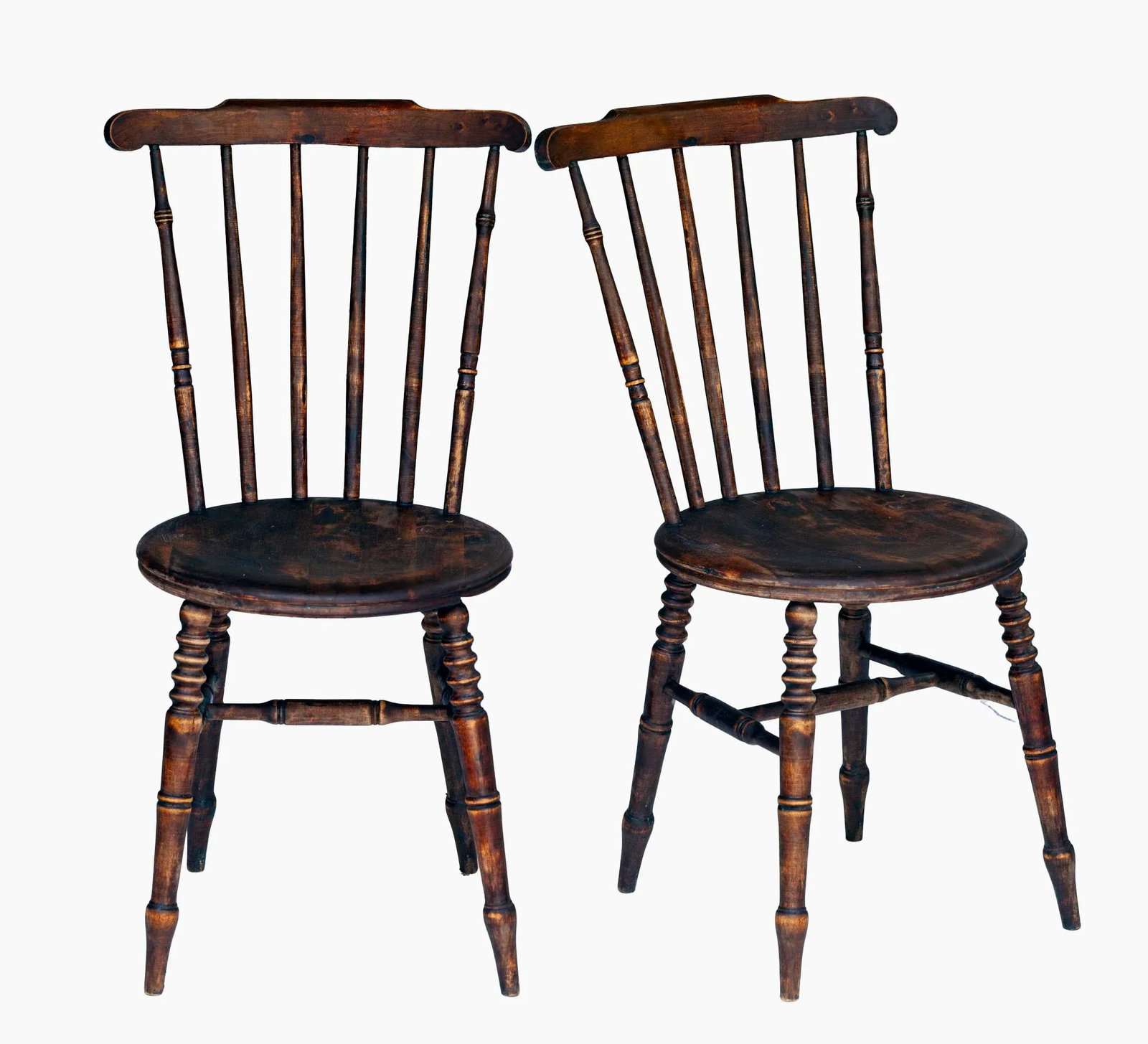 Pair; Late 18 Century Wooden Spindle Chairs - 2
