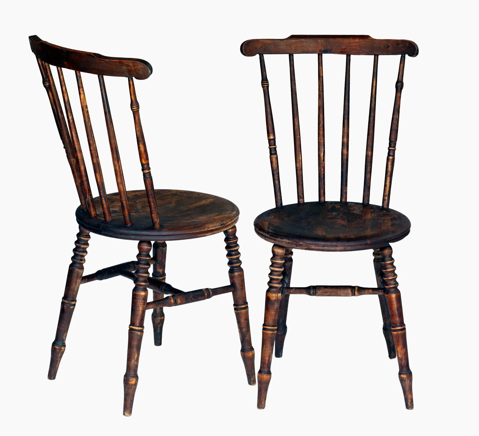 Pair; Late 18 Century Wooden Spindle Chairs - 4