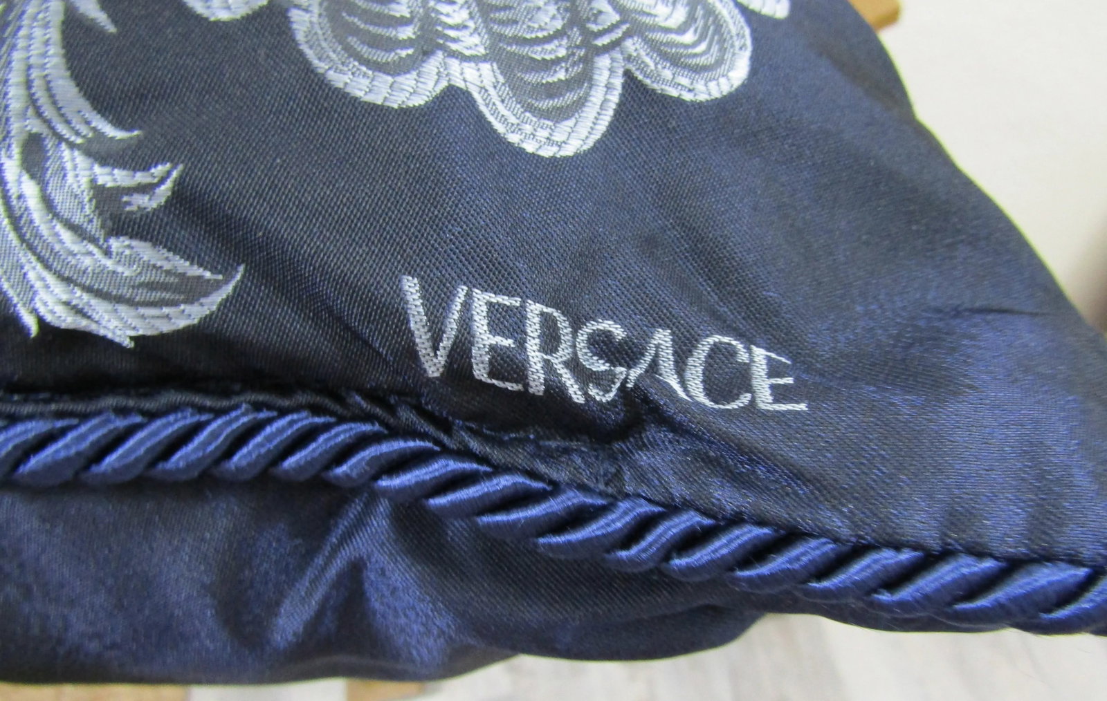 Gianni Versace Designer Blue Medusa Square Decorative Pillow - 3