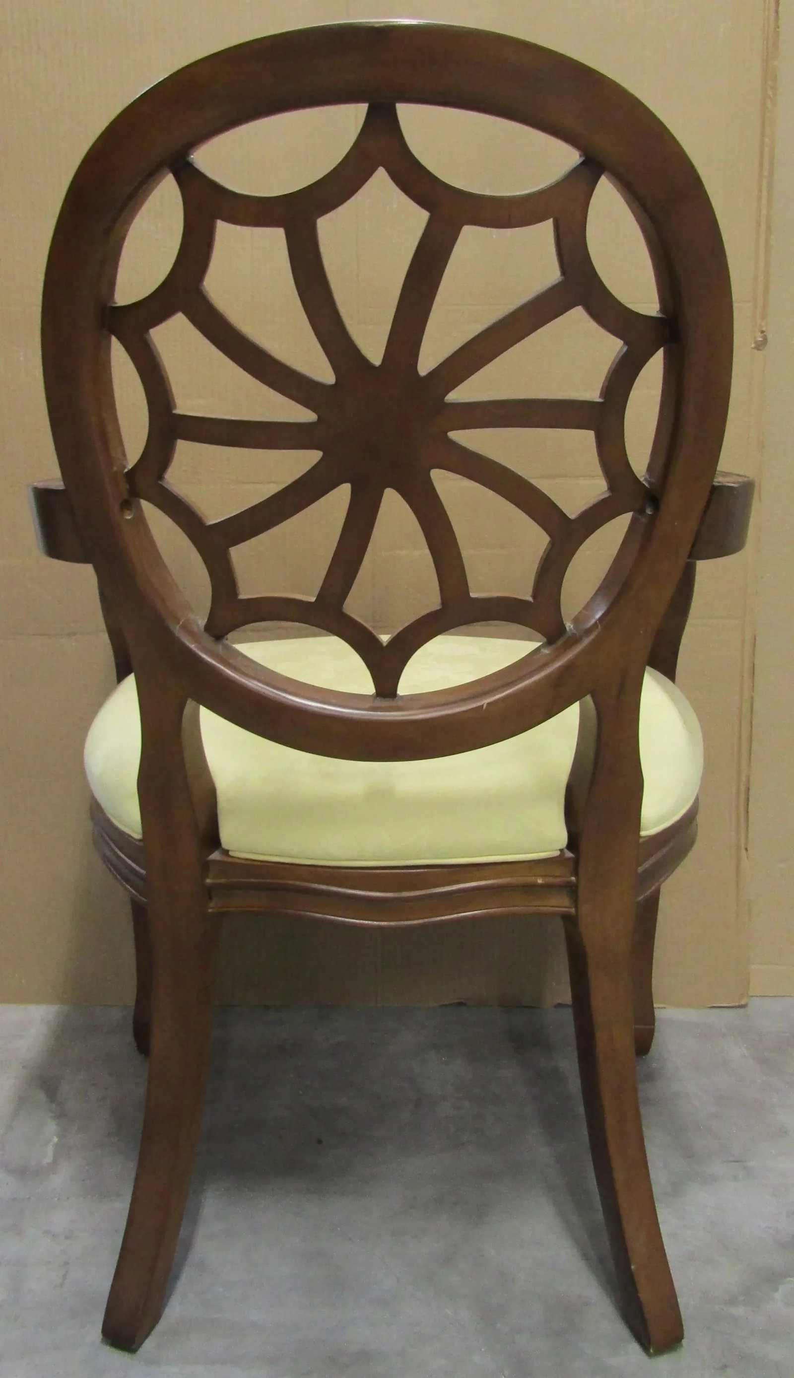 Pair of Georgian Style Carved Mahogany Wheelback Arm Chairs With Floral Damask Seats - 5