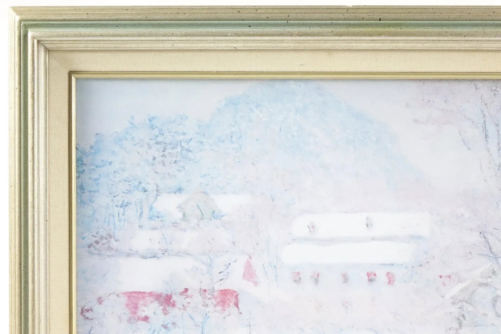 "Sandviken Village in the Snow" - Mid 20th Century Claude Monet Print of Original Oil Painting Signe - 3