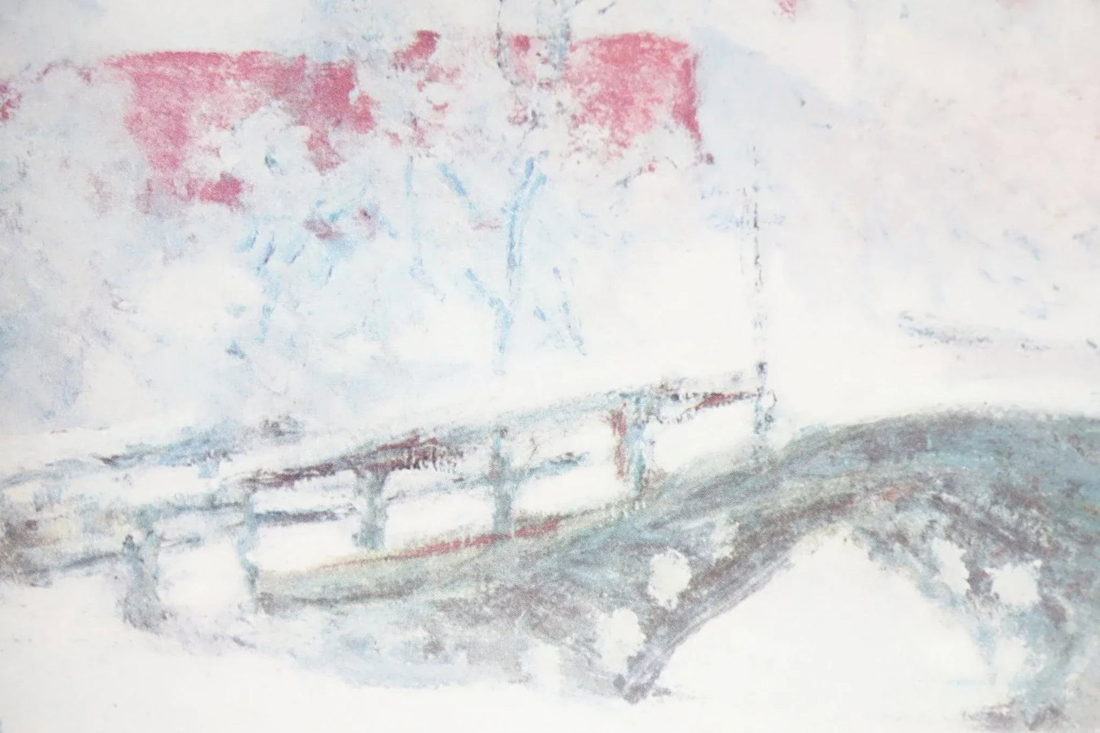 "Sandviken Village in the Snow" - Mid 20th Century Claude Monet Print of Original Oil Painting Signe - 4