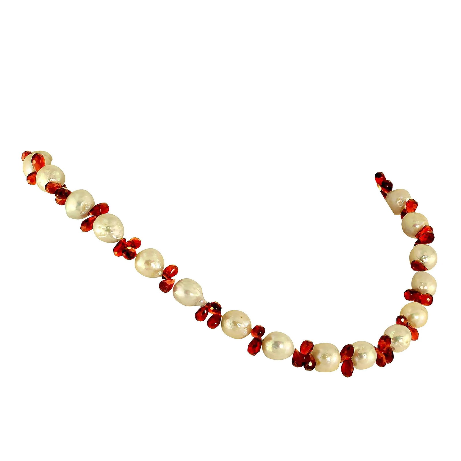 Creamy Pearls & Garnet Briolette Choker Necklace January Birthstone - 4