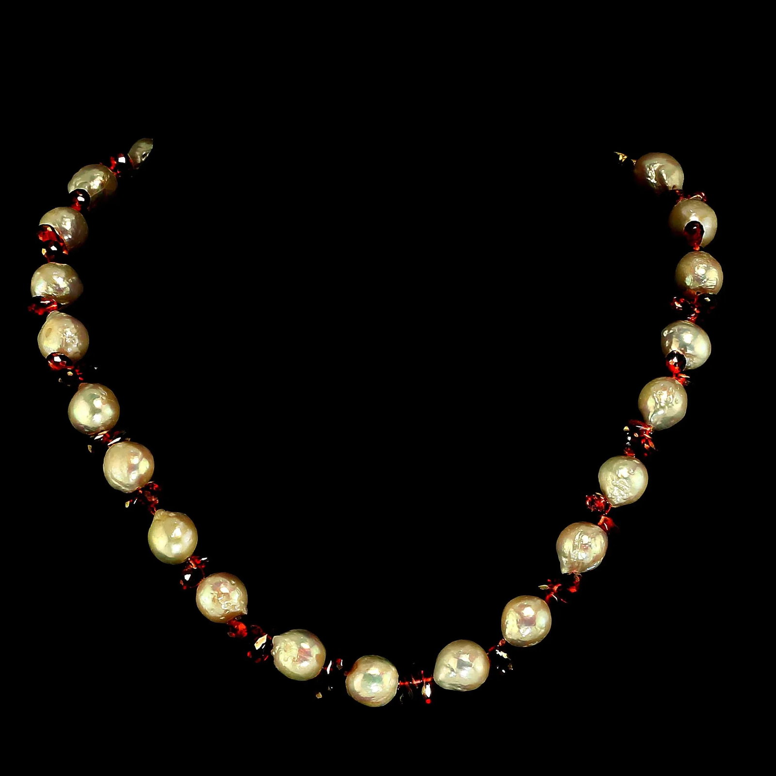 Creamy Pearls & Garnet Briolette Choker Necklace January Birthstone - 5