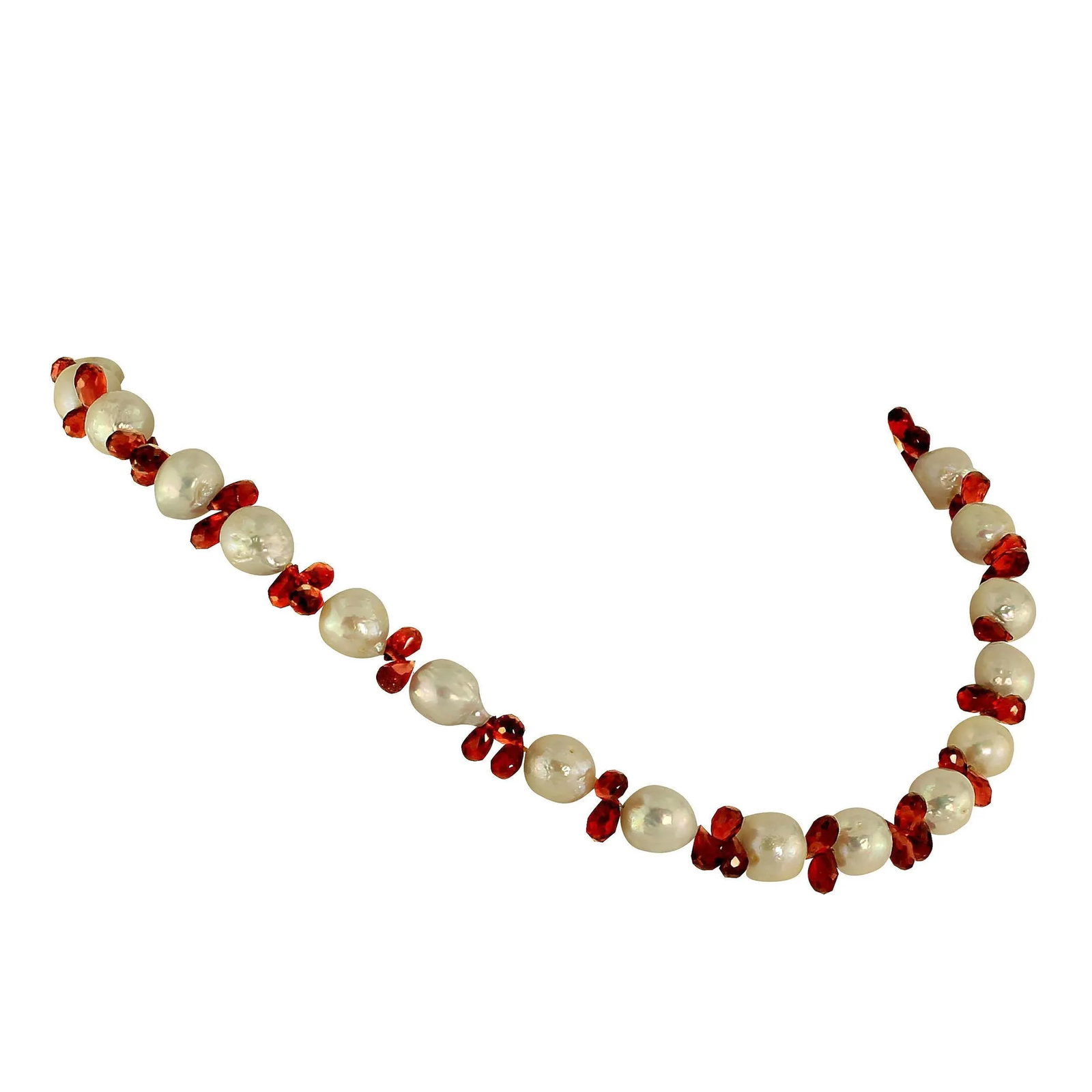 Creamy Pearls & Garnet Briolette Choker Necklace January Birthstone - 6