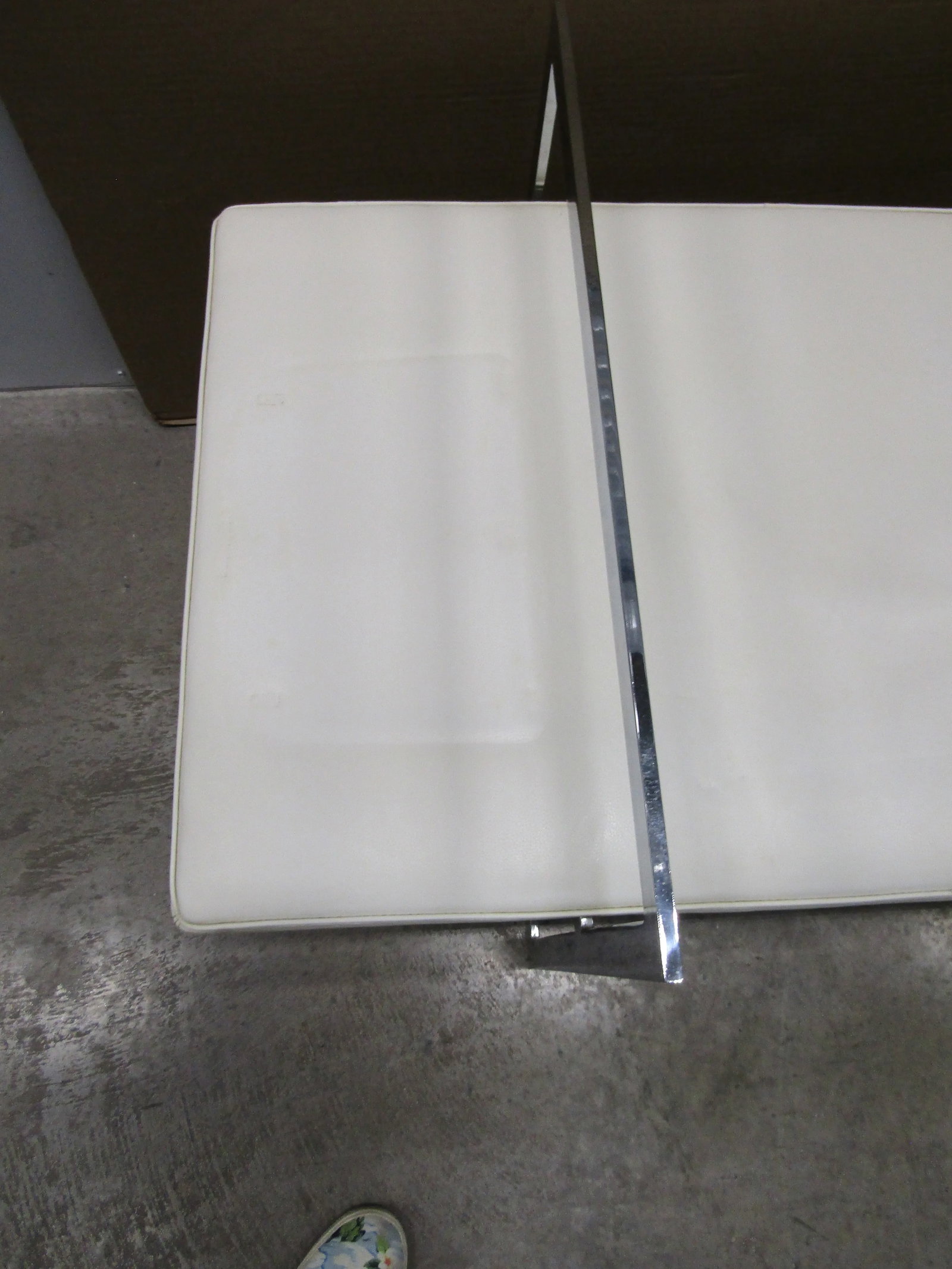 1970s Vintage Italy Alivar Tech Bench Designed by Matteo Scandola White Leather and Chrome - 10