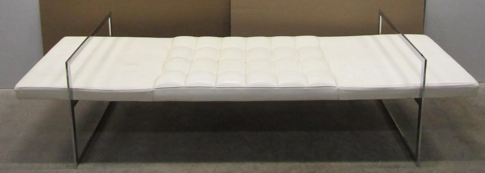 1970s Vintage Italy Alivar Tech Bench Designed by Matteo Scandola White Leather and Chrome - 2