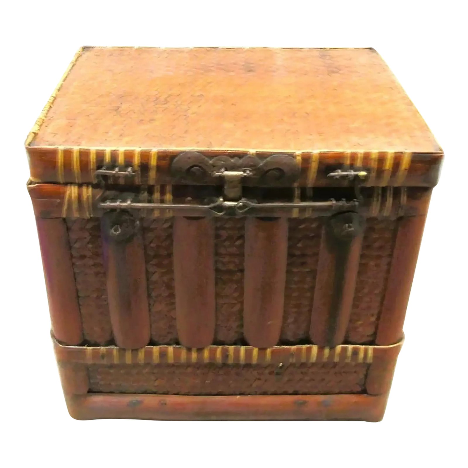 19th Century Antique Chinese Woven Bamboo and Rattan Storage Chest (1 of 12)
