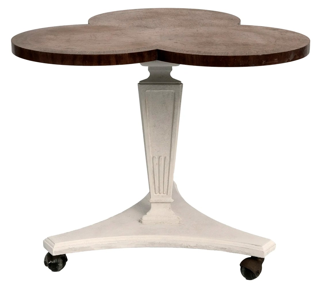Vintage Clover Shaped Rolling Side Table - 2