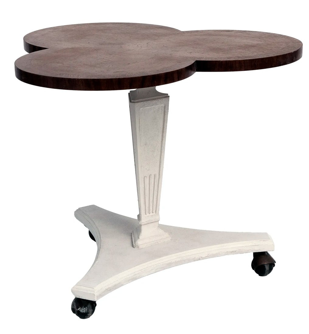 Vintage Clover Shaped Rolling Side Table - 3