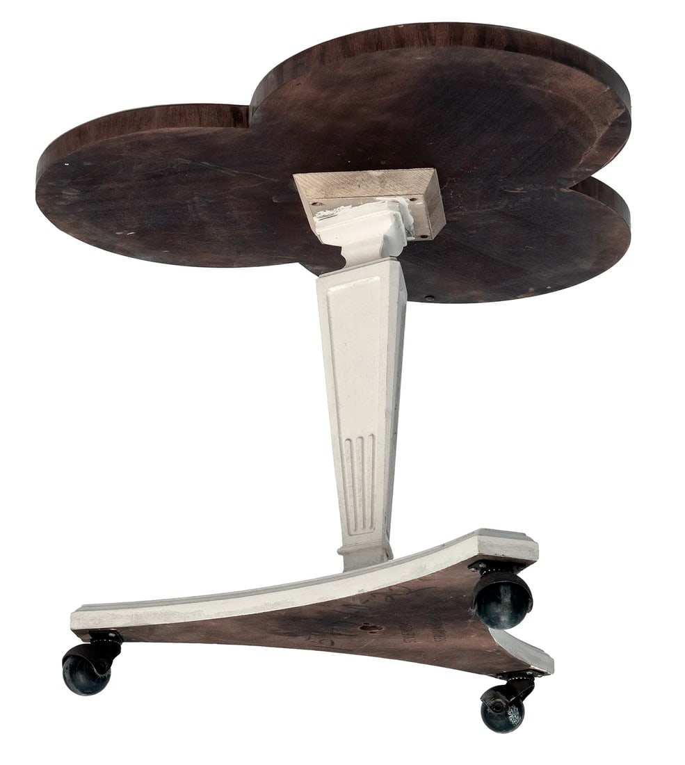 Vintage Clover Shaped Rolling Side Table - 4