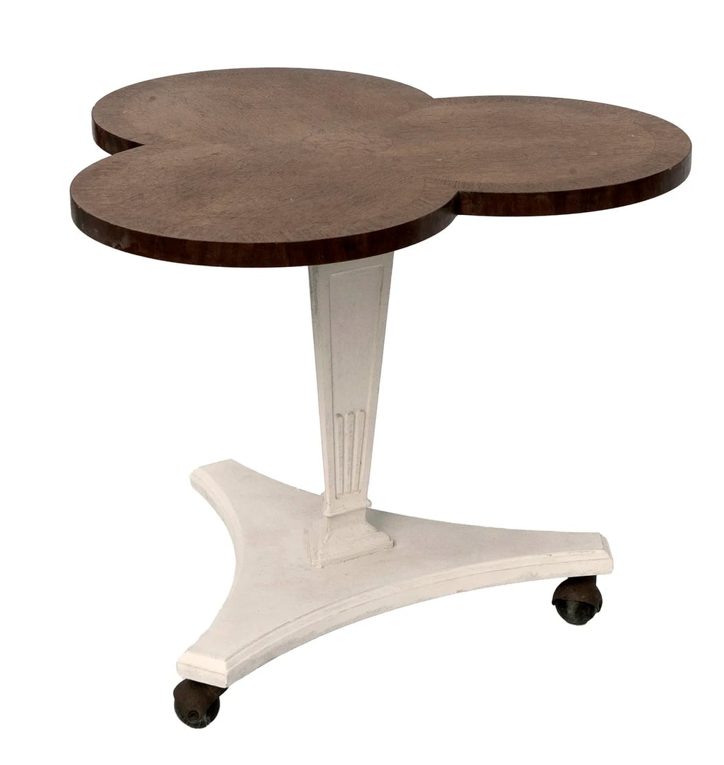Vintage Clover Shaped Rolling Side Table - 9