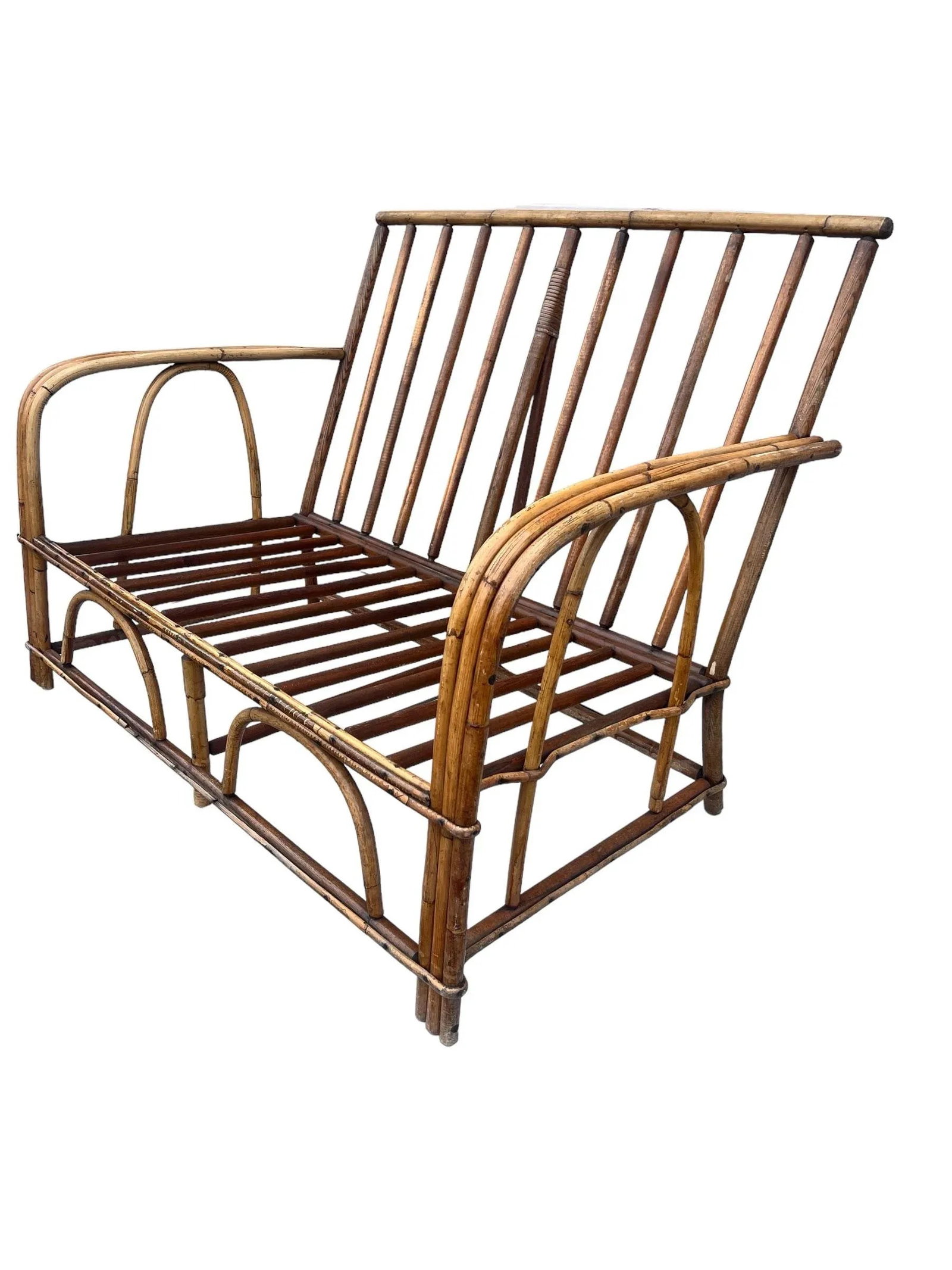 Vintage 1960's Bamboo Settee/ Loveseat - 4