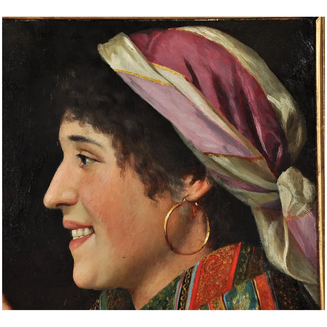 Late 19th Century Claudio Rinaldi Flirtation Oil on Canvas - 3