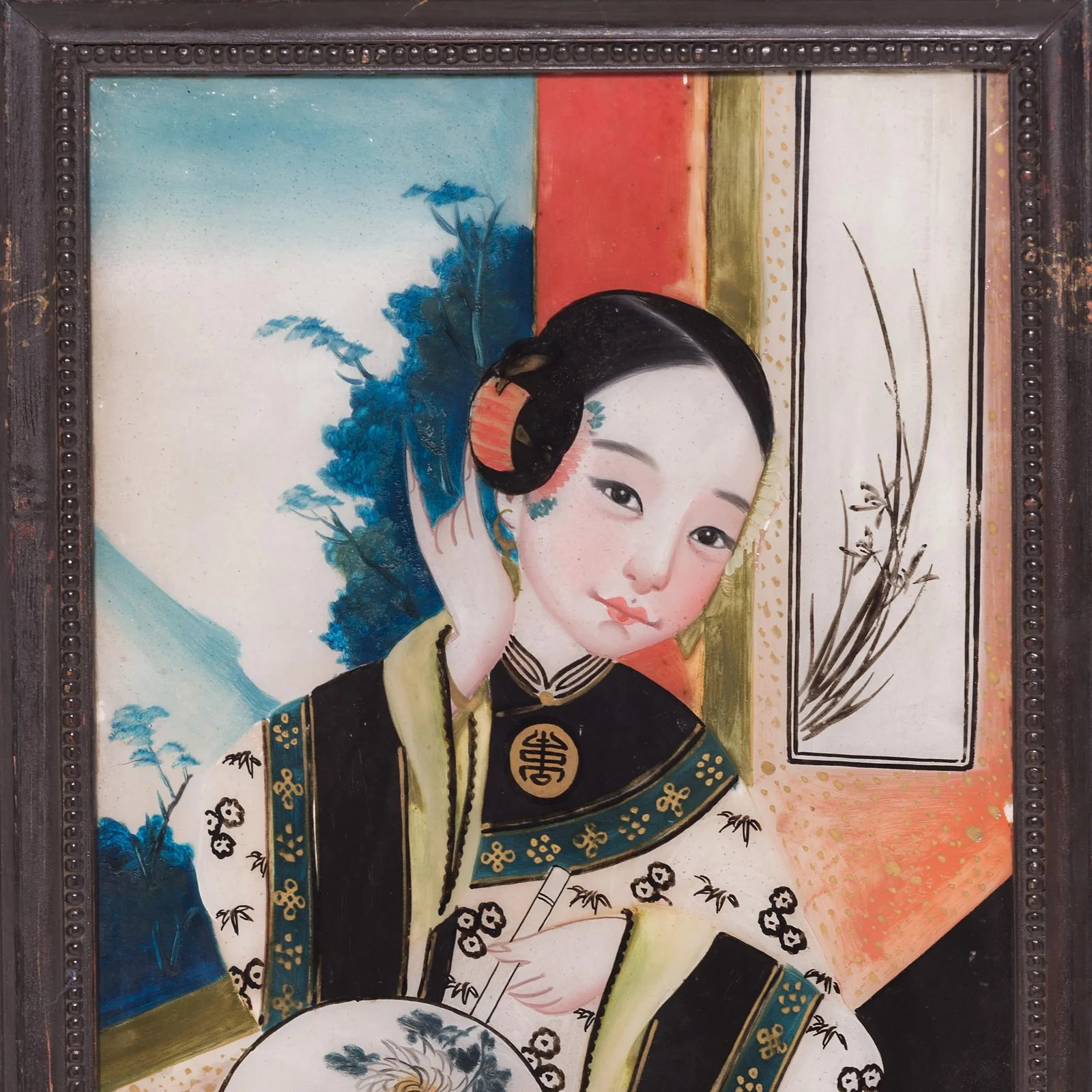 Chinese Reverse Glass Portrait Painting, C. 1900 - 2