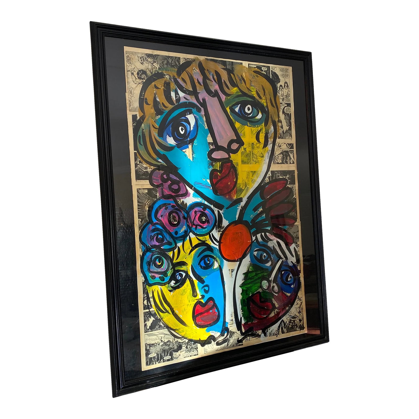 Vintage Abstract Portraiture; Original Artwork by Peter Robert Keil: Peter Keil is a German artist that focuses primarily on abstract expressionism. Keil painted with some of the greats including Joan Miro, Pablo Picasso and Andy Warhol, to name a few. This is an incre