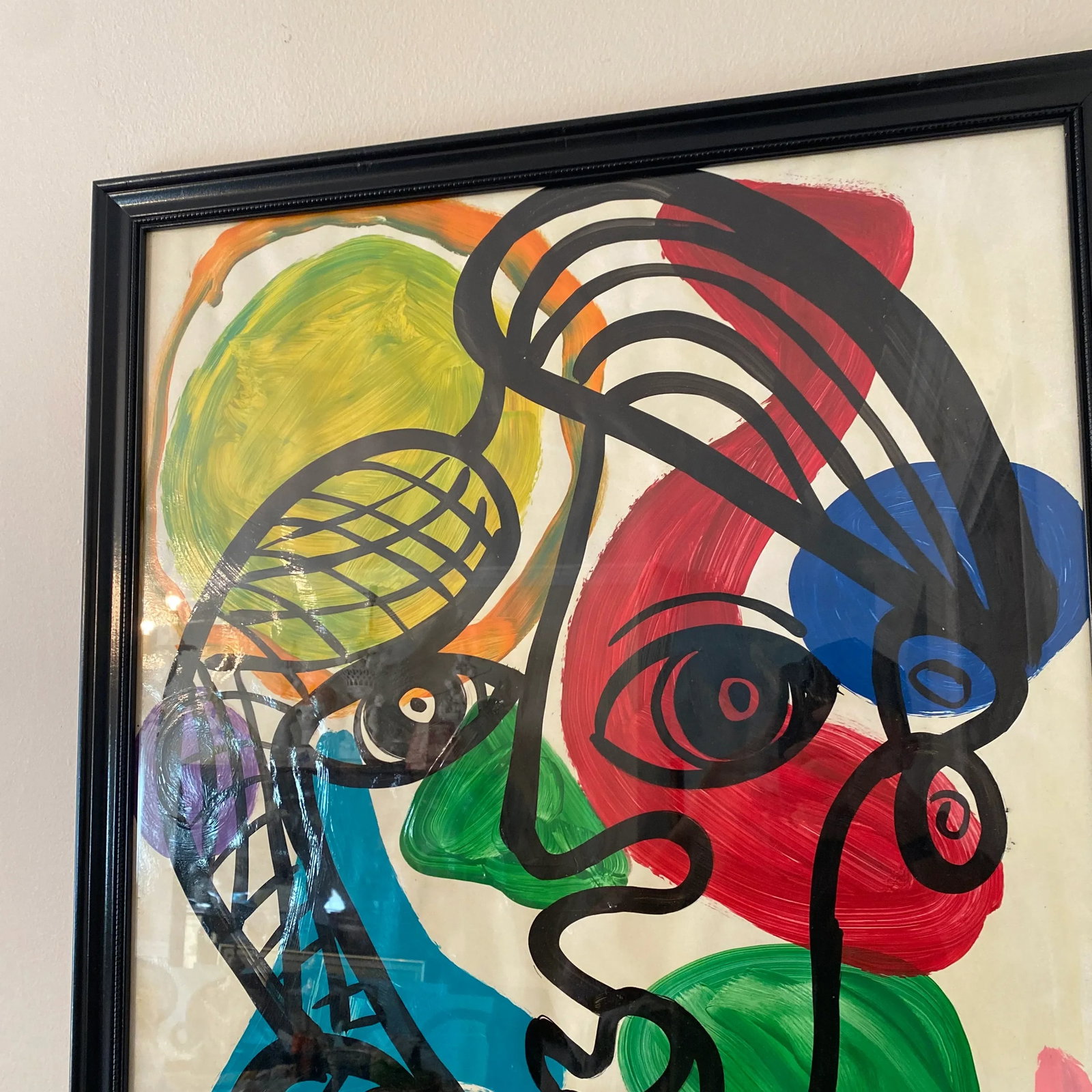 1970s Acrylic Cubist Portrait Painting by Peter Keil ~ Framed - 10