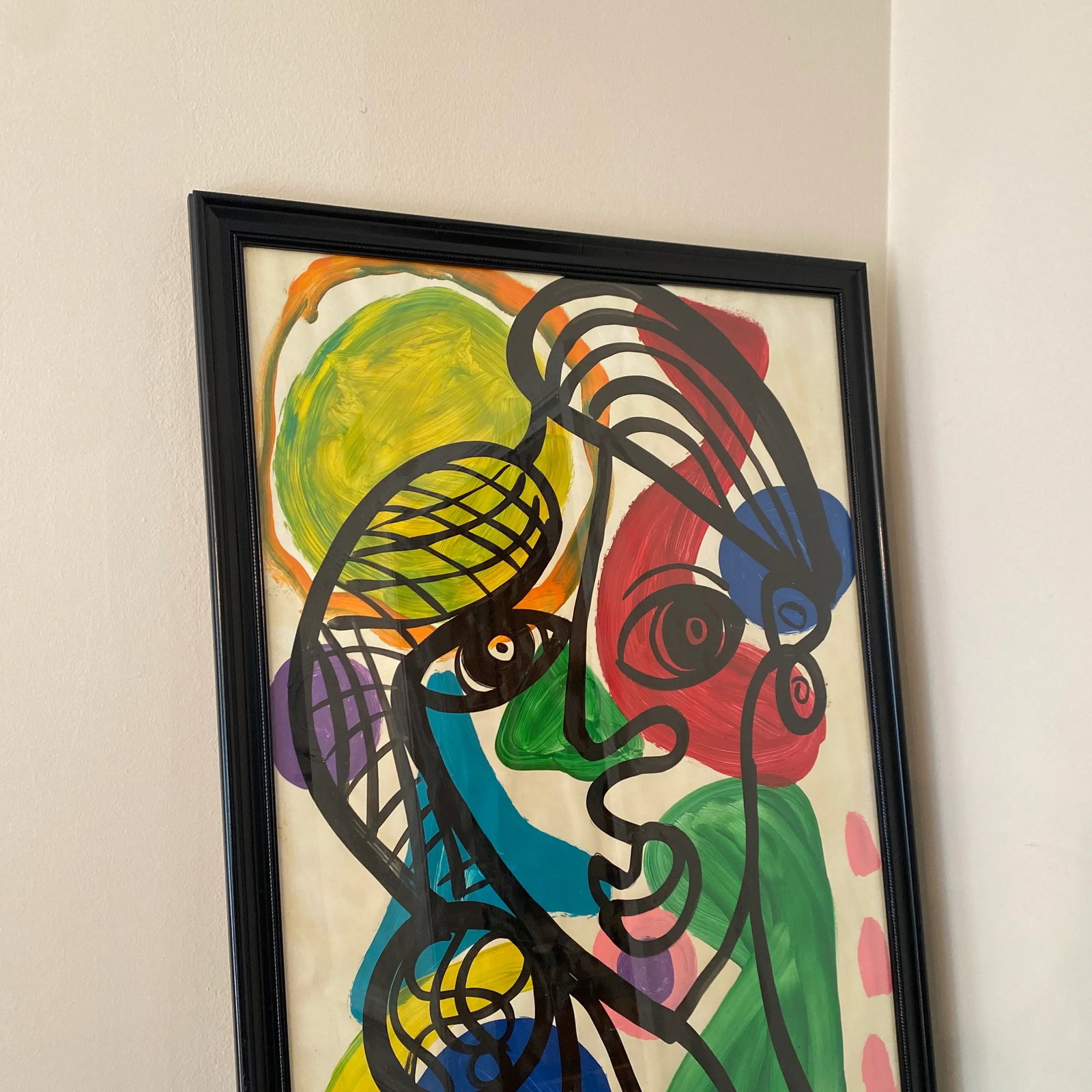1970s Acrylic Cubist Portrait Painting by Peter Keil ~ Framed - 7
