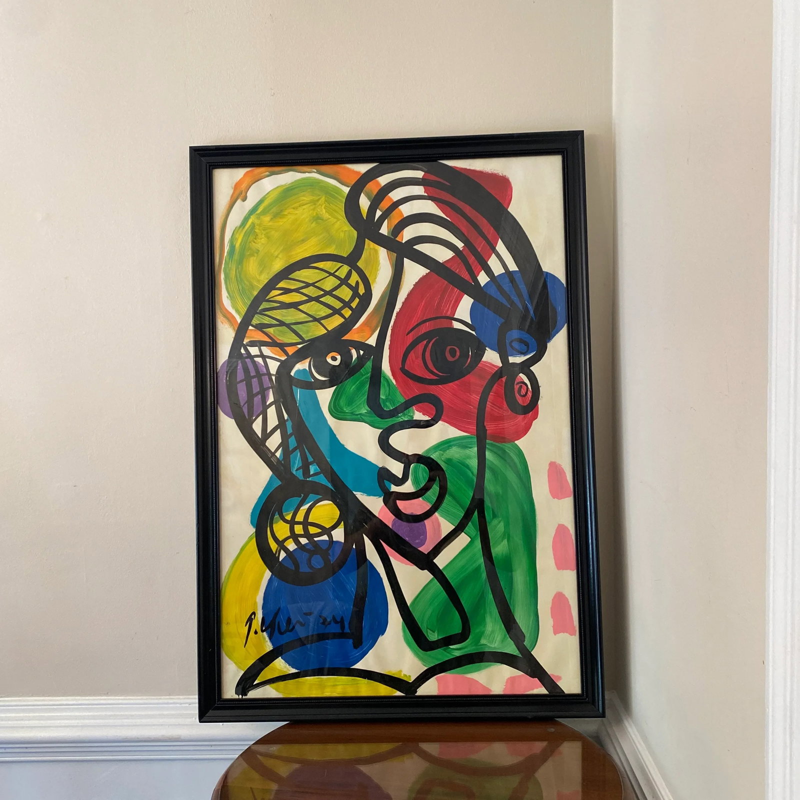 1970s Acrylic Cubist Portrait Painting by Peter Keil ~ Framed - 8