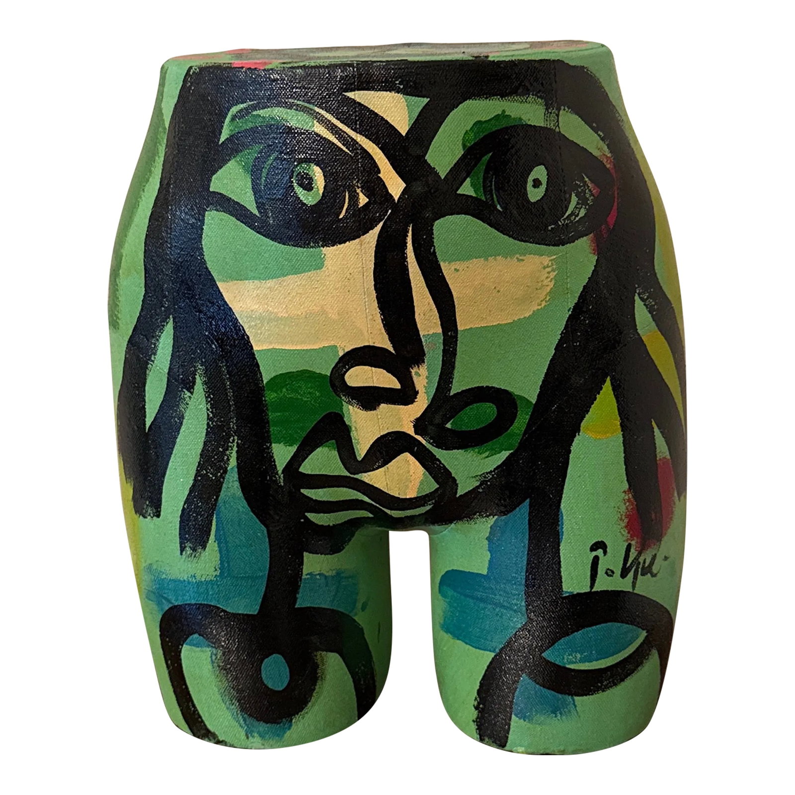 Peter Keil Original Abstract Painting Mannequin Sculpture: This unique piece of art by listed artist Peter Robert Keil is a one-of-a-kind painting that captures the essence of contemporary art. The medium-sized painted torso sculpture that is sure to be a tal