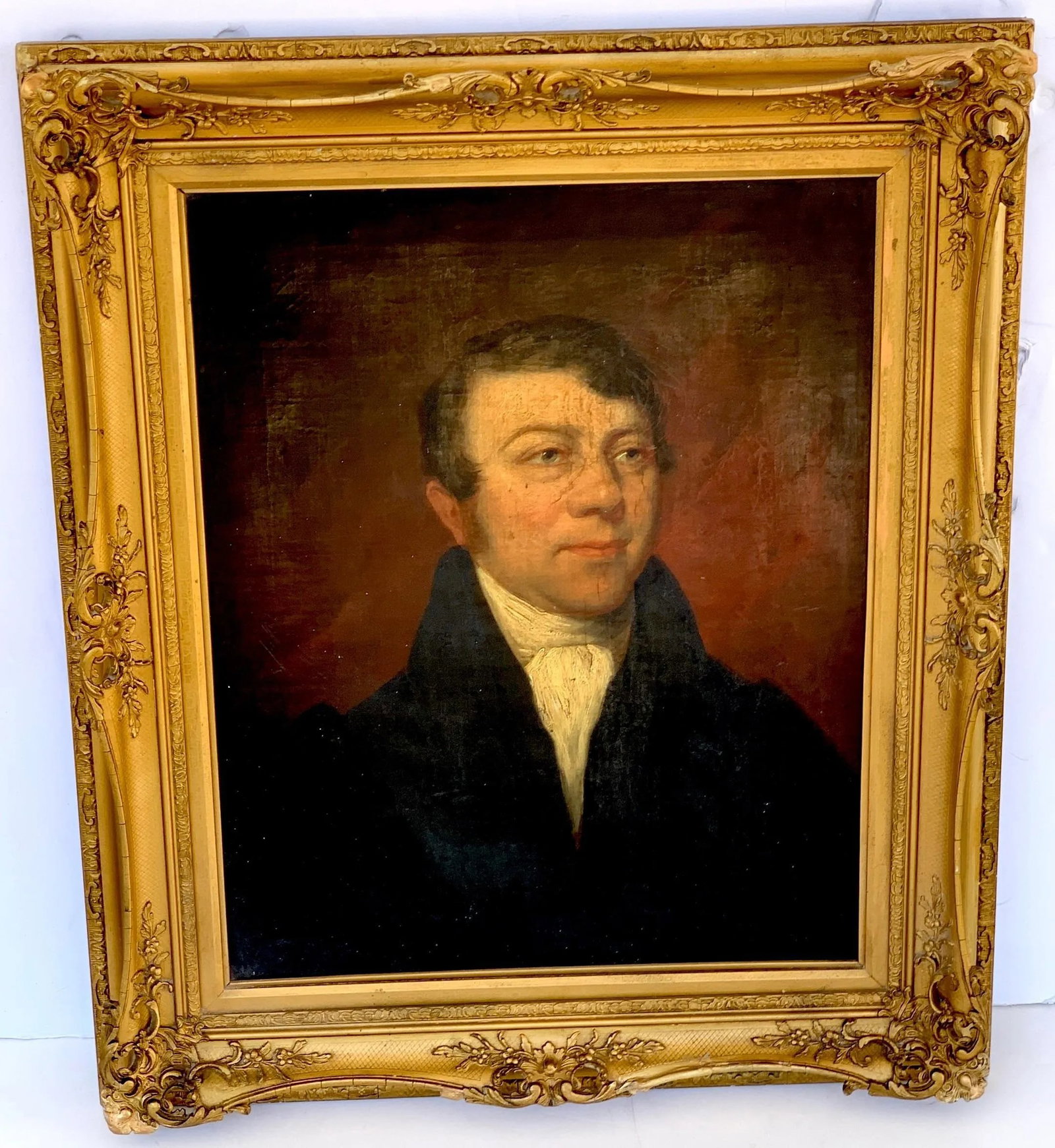 Handsome 19th C American Portrait of a Gentleman with a Scar - 2