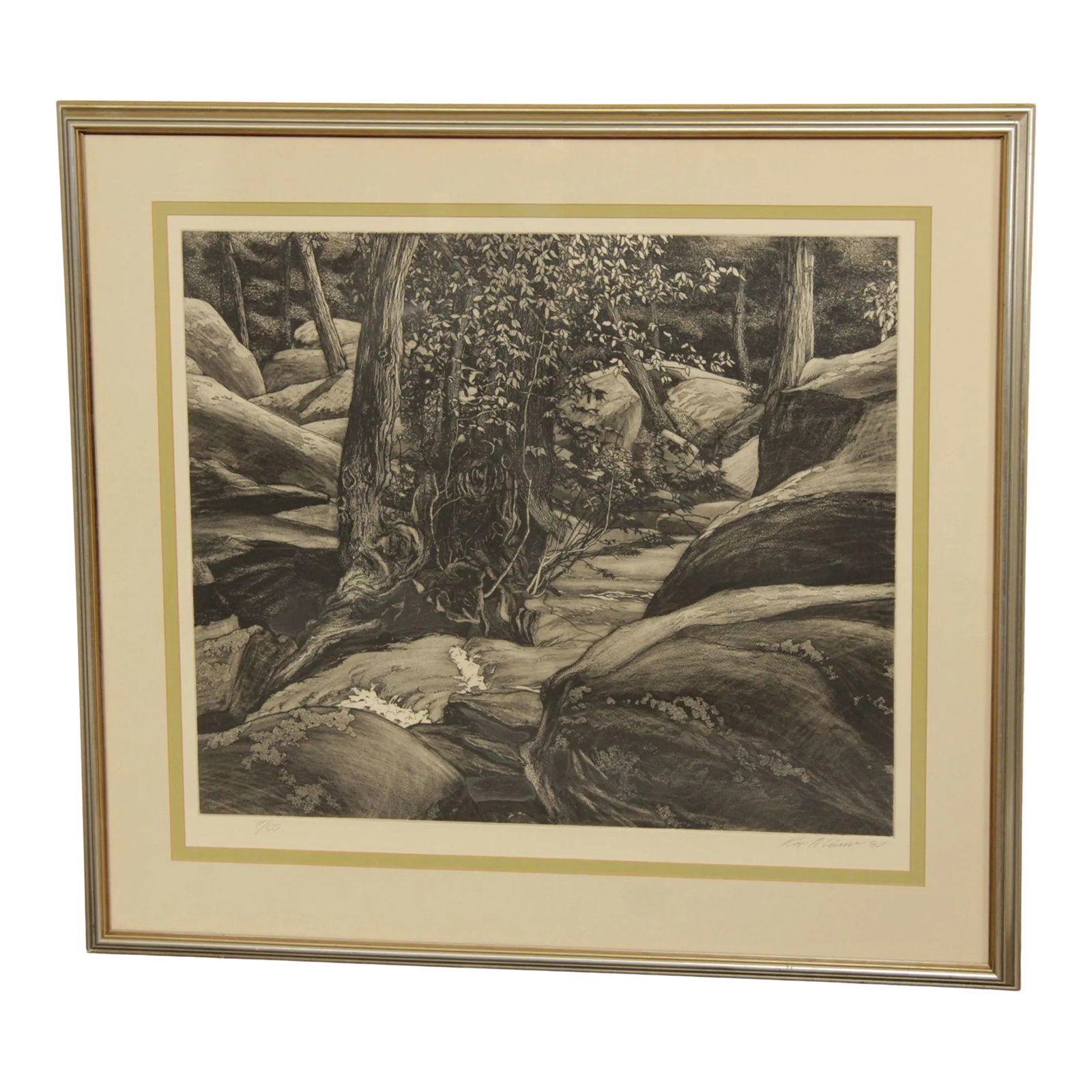 Vintage Roger Cairns 'Unami One' Landscape Etching, Custom Framed (1 of 12)