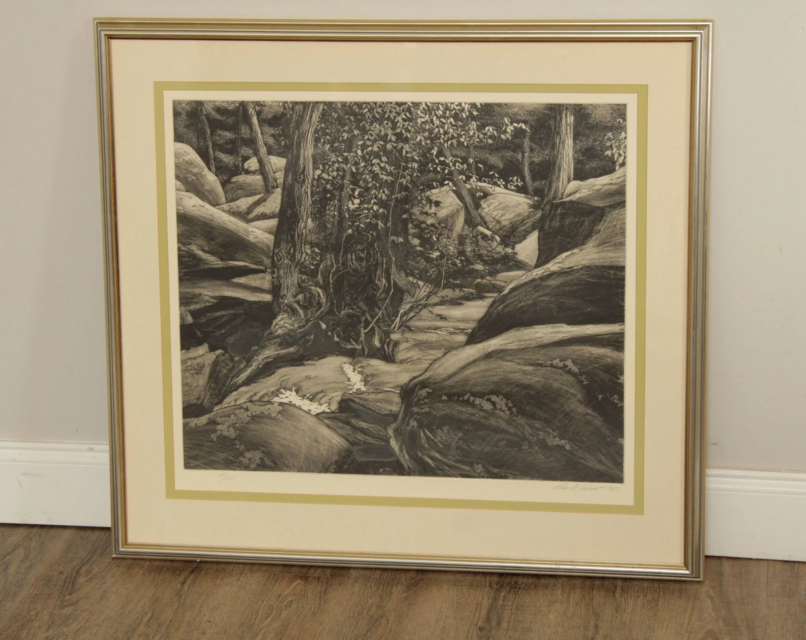 Vintage Roger Cairns 'Unami One' Landscape Etching, Custom Framed - 2