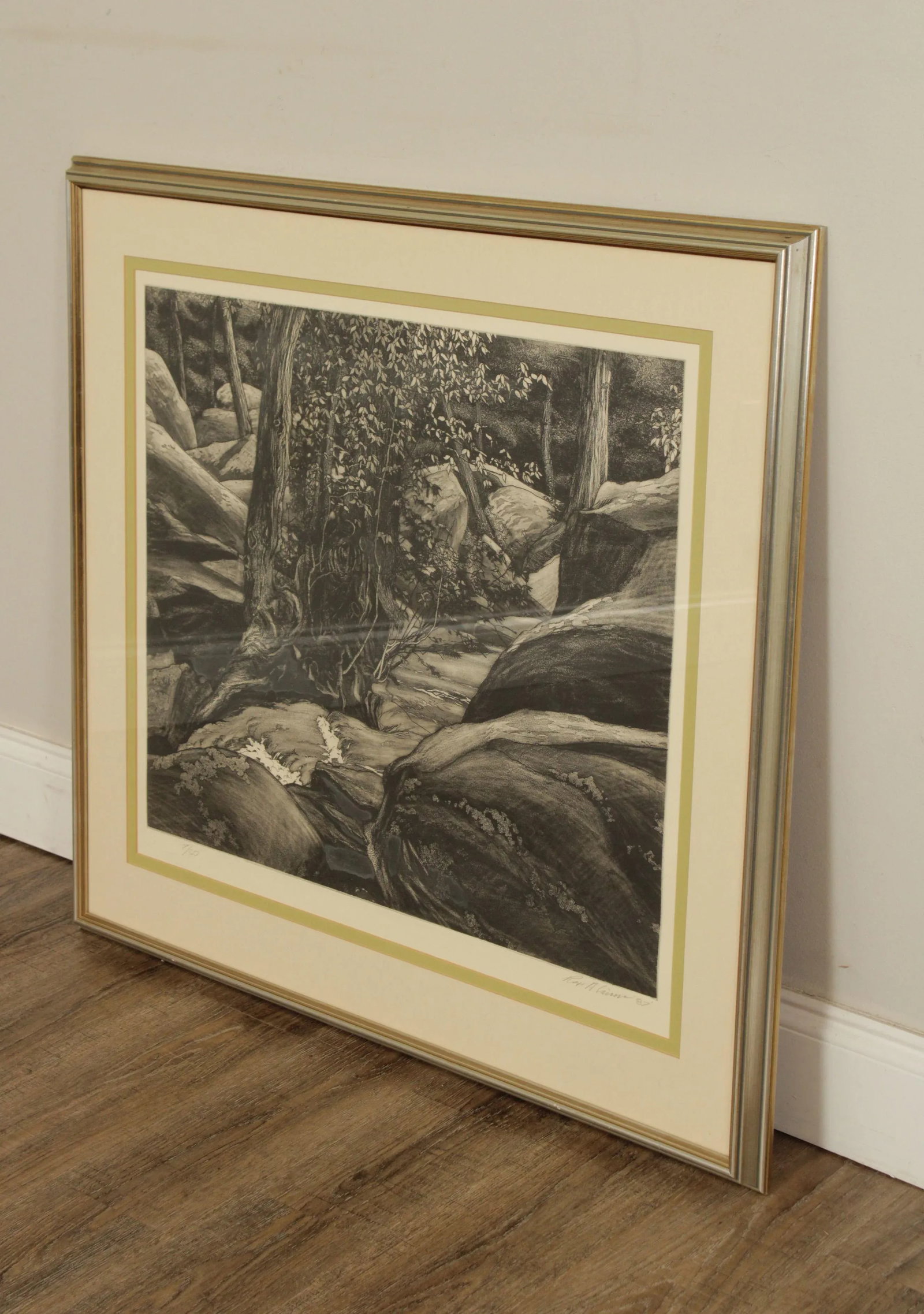Vintage Roger Cairns 'Unami One' Landscape Etching, Custom Framed - 3