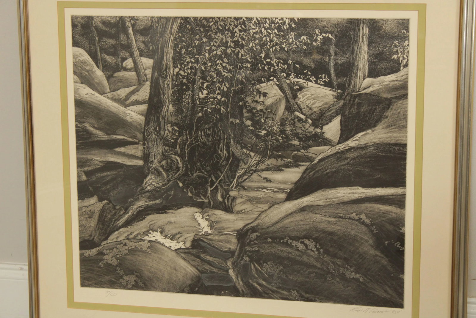Vintage Roger Cairns 'Unami One' Landscape Etching, Custom Framed - 4