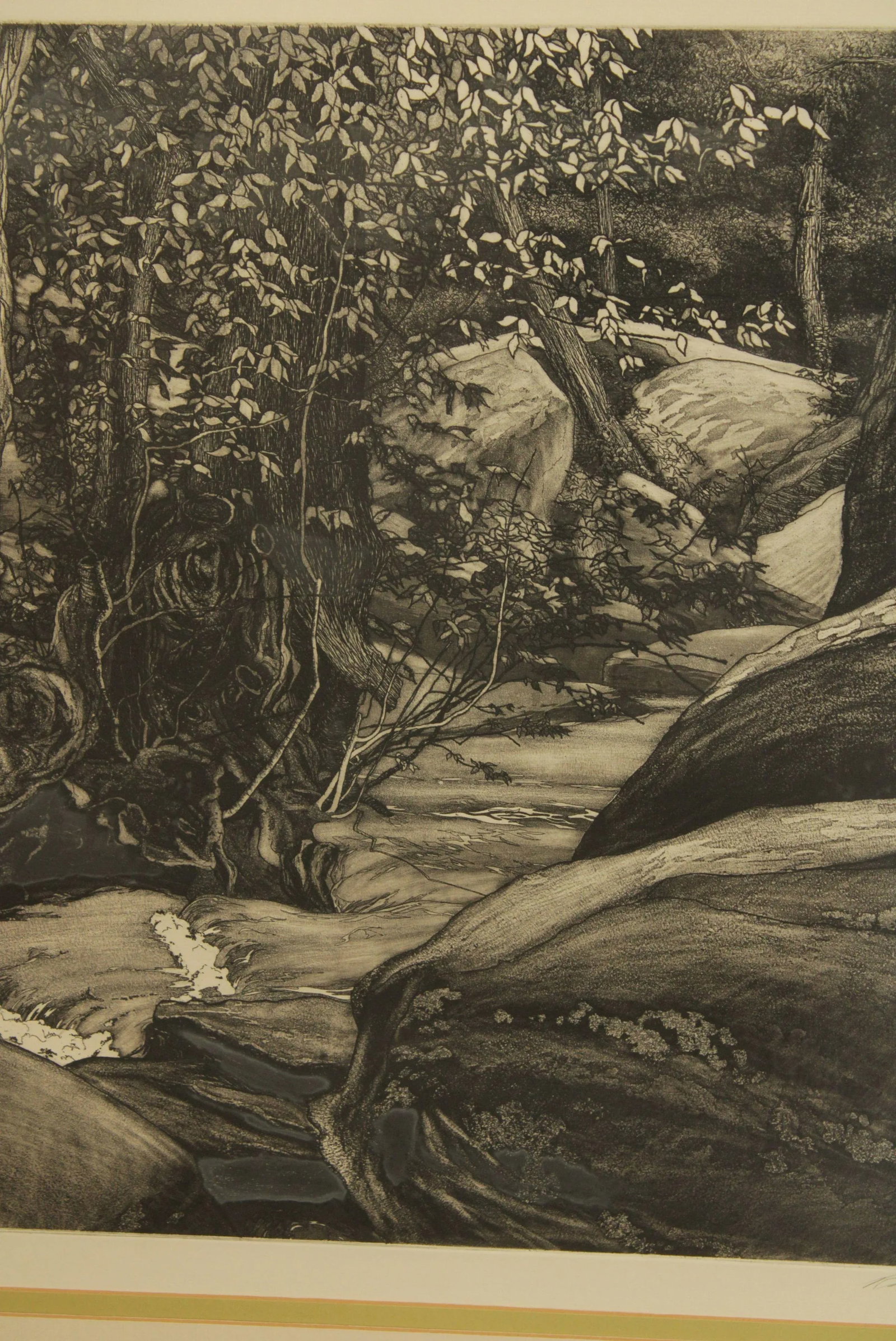 Vintage Roger Cairns 'Unami One' Landscape Etching, Custom Framed - 6