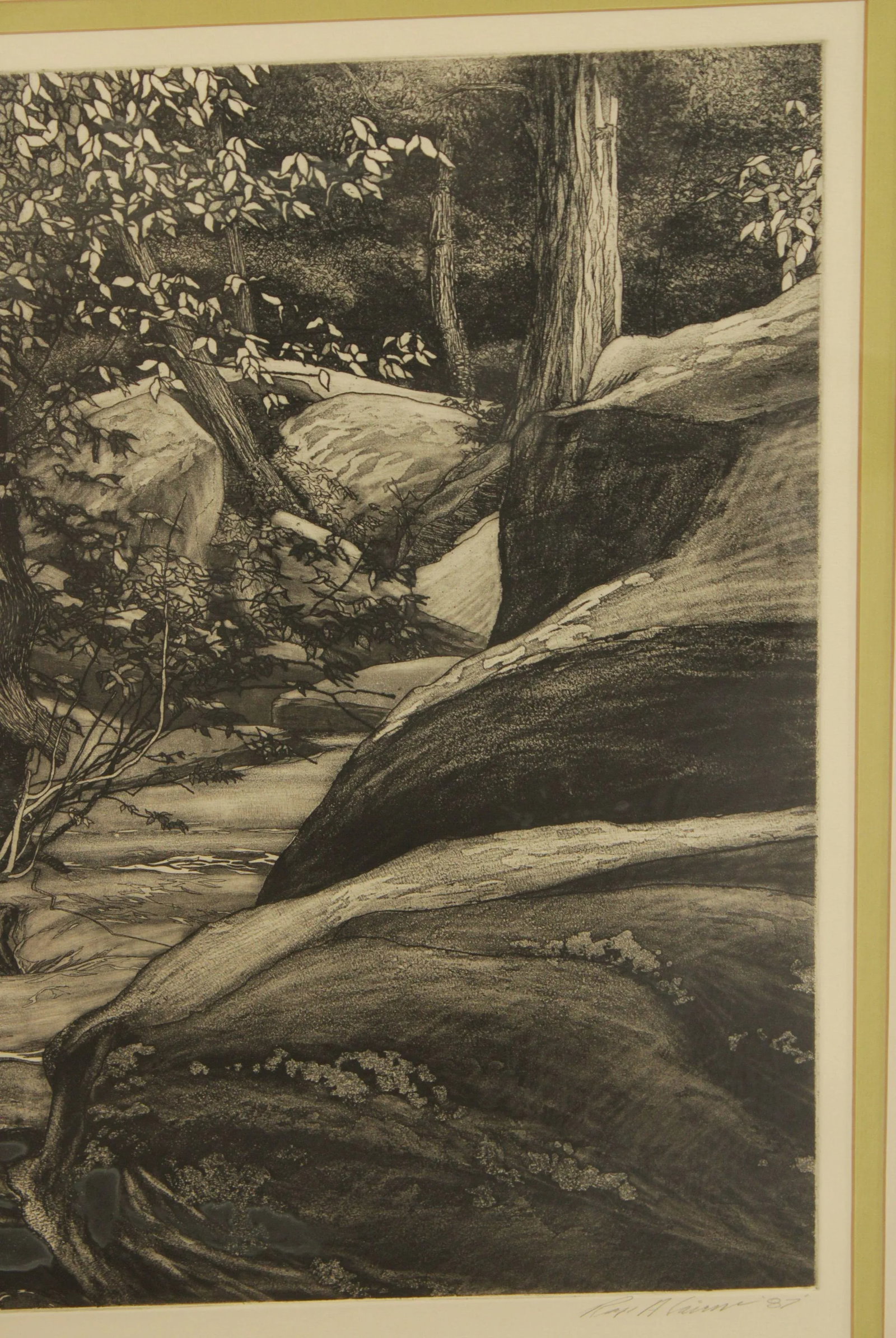 Vintage Roger Cairns 'Unami One' Landscape Etching, Custom Framed - 7