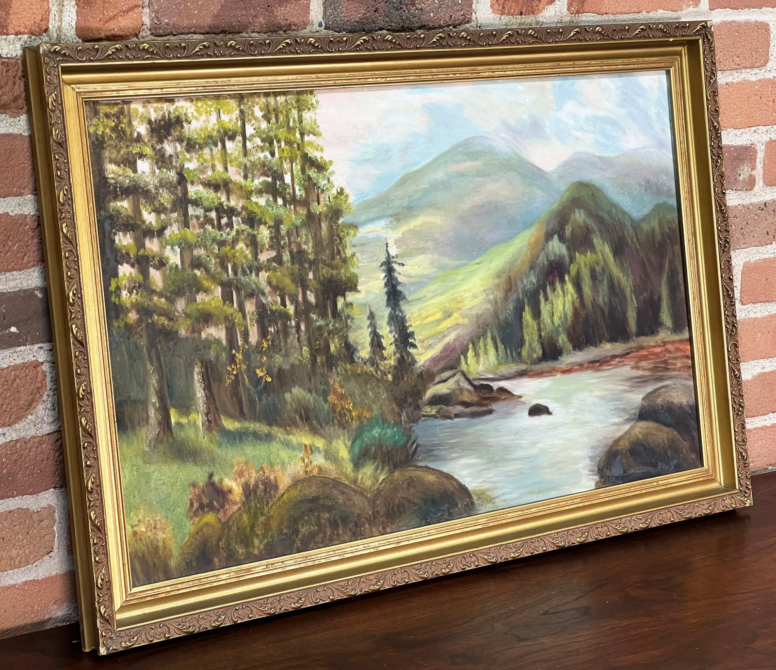 Vintage Oil on Canvas Wooded Landscape Painting Signed j.e. Clark - 3