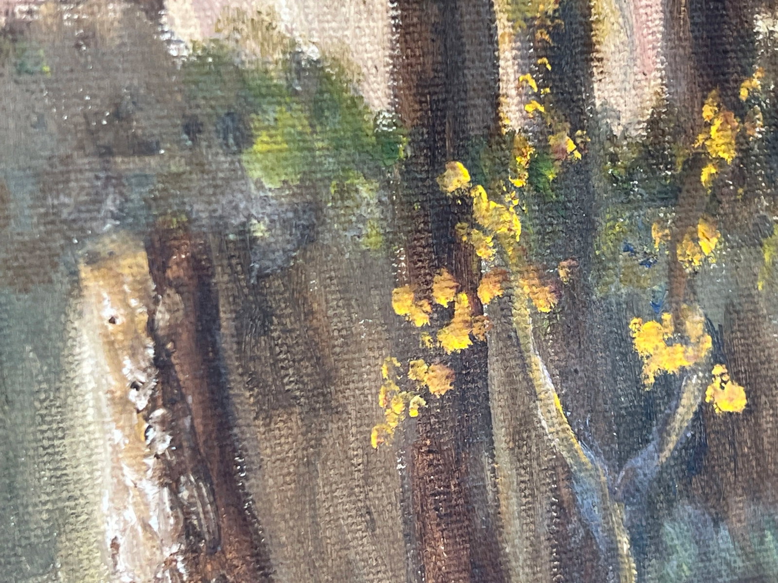 Vintage Oil on Canvas Wooded Landscape Painting Signed j.e. Clark - 7