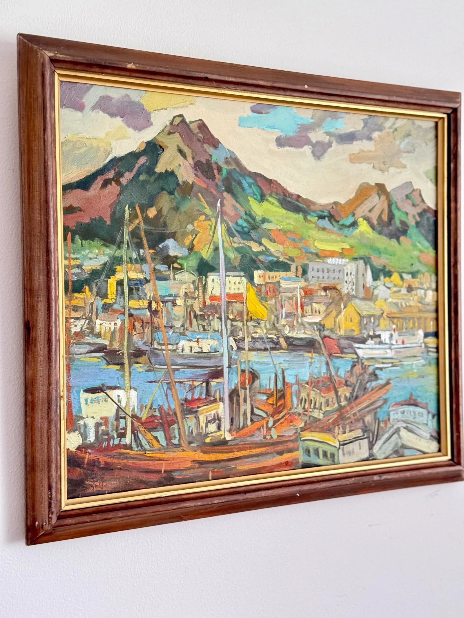 Early 20th Century Signed Asian Oil on Canvas Seascape Scene, Framed - 3