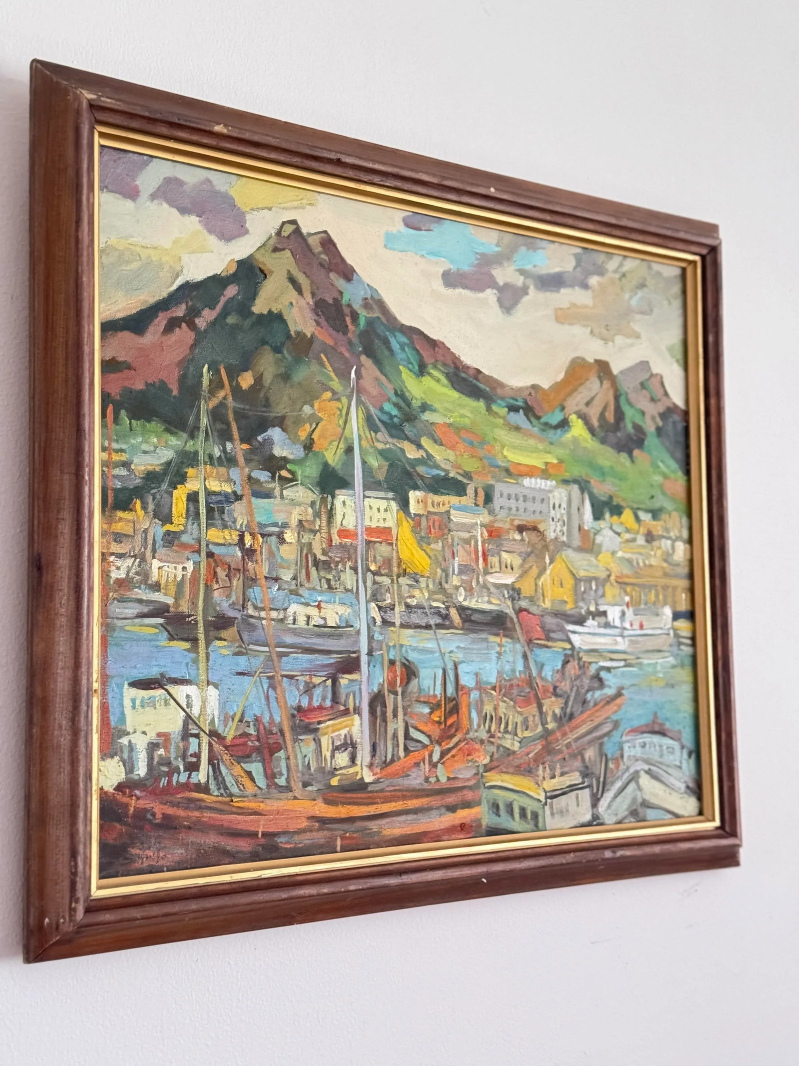 Early 20th Century Signed Asian Oil on Canvas Seascape Scene, Framed - 4