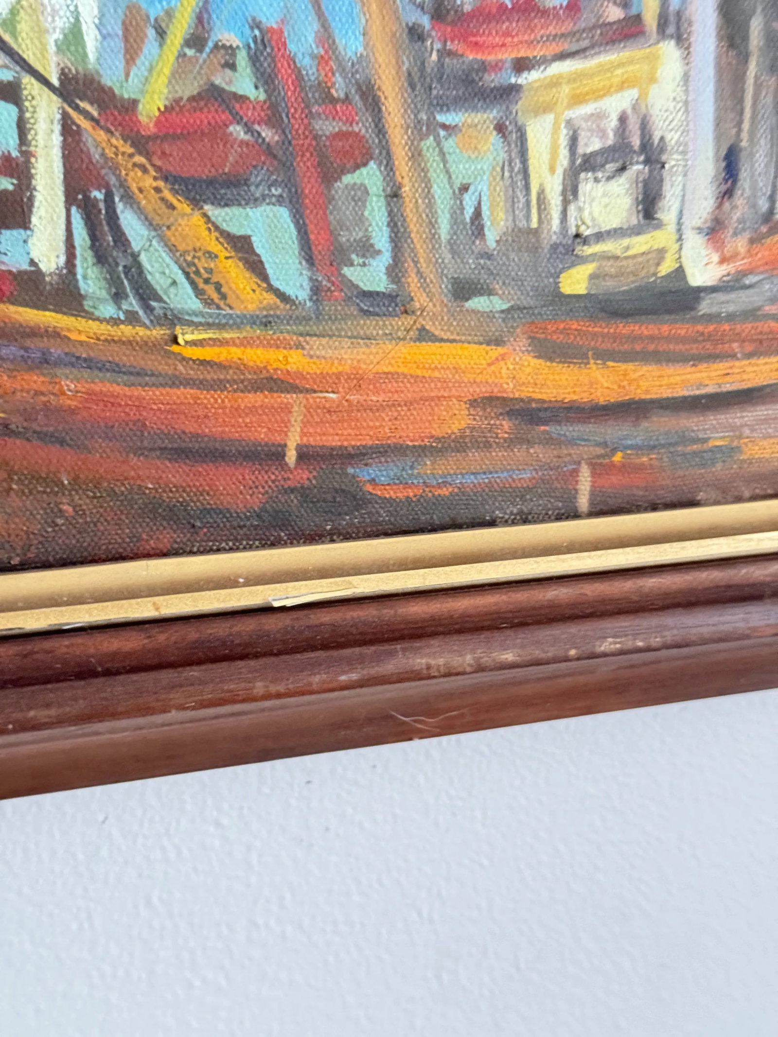 Early 20th Century Signed Asian Oil on Canvas Seascape Scene, Framed - 5