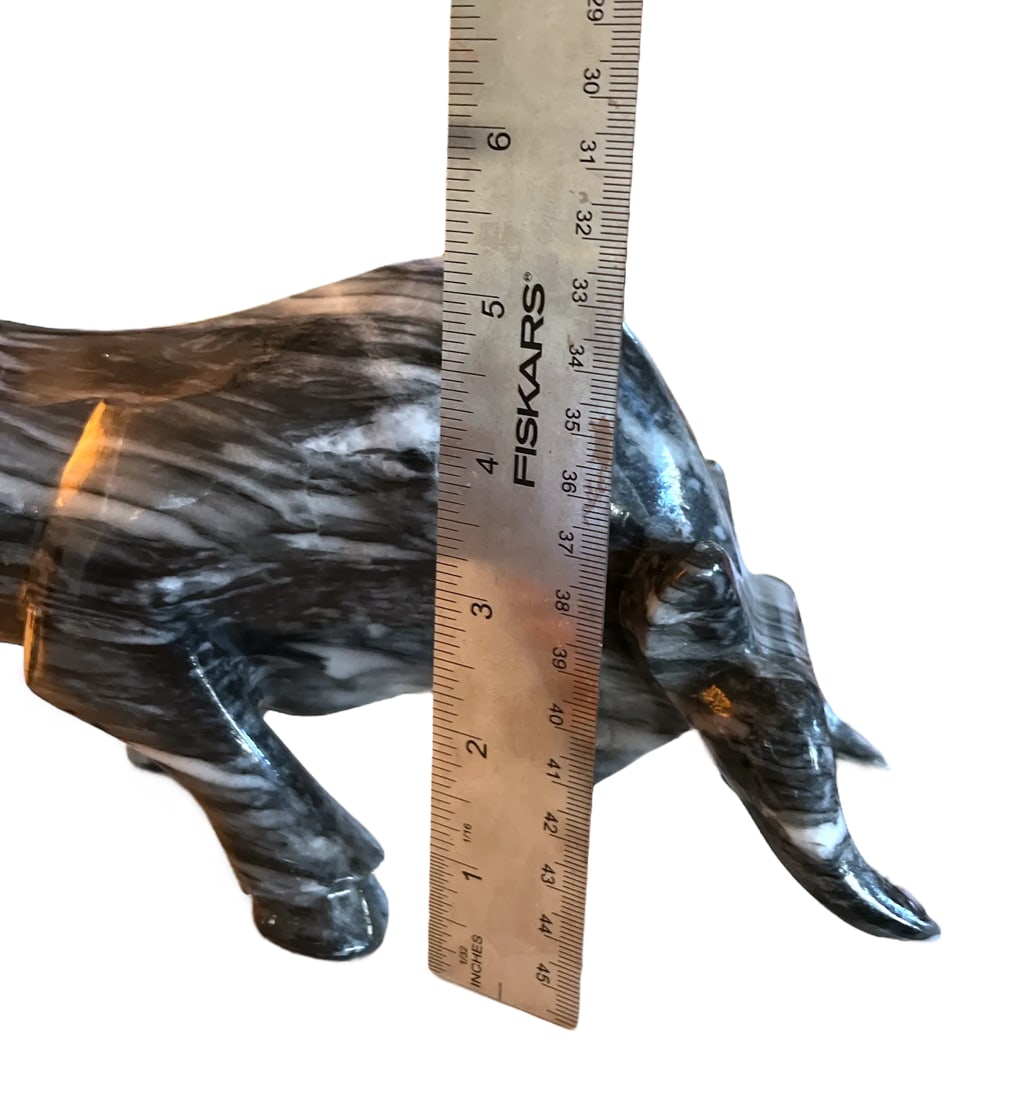 1970s Hand Carved Black & White Italian Marble Bull Sculpture - 8