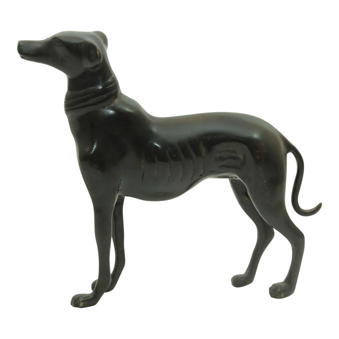 Vintage Bronze Metal Greyhound Whippet Dog Sculpture Figurine Art Deco Style: Beautiful Vintage Bronze Metal Sculpture of a Greyhound Whippet Dog Figurine Art Deco Style. An elegant, stylised cast bronze metal sculpture depicting a whippet or greyhound dog sculpture with