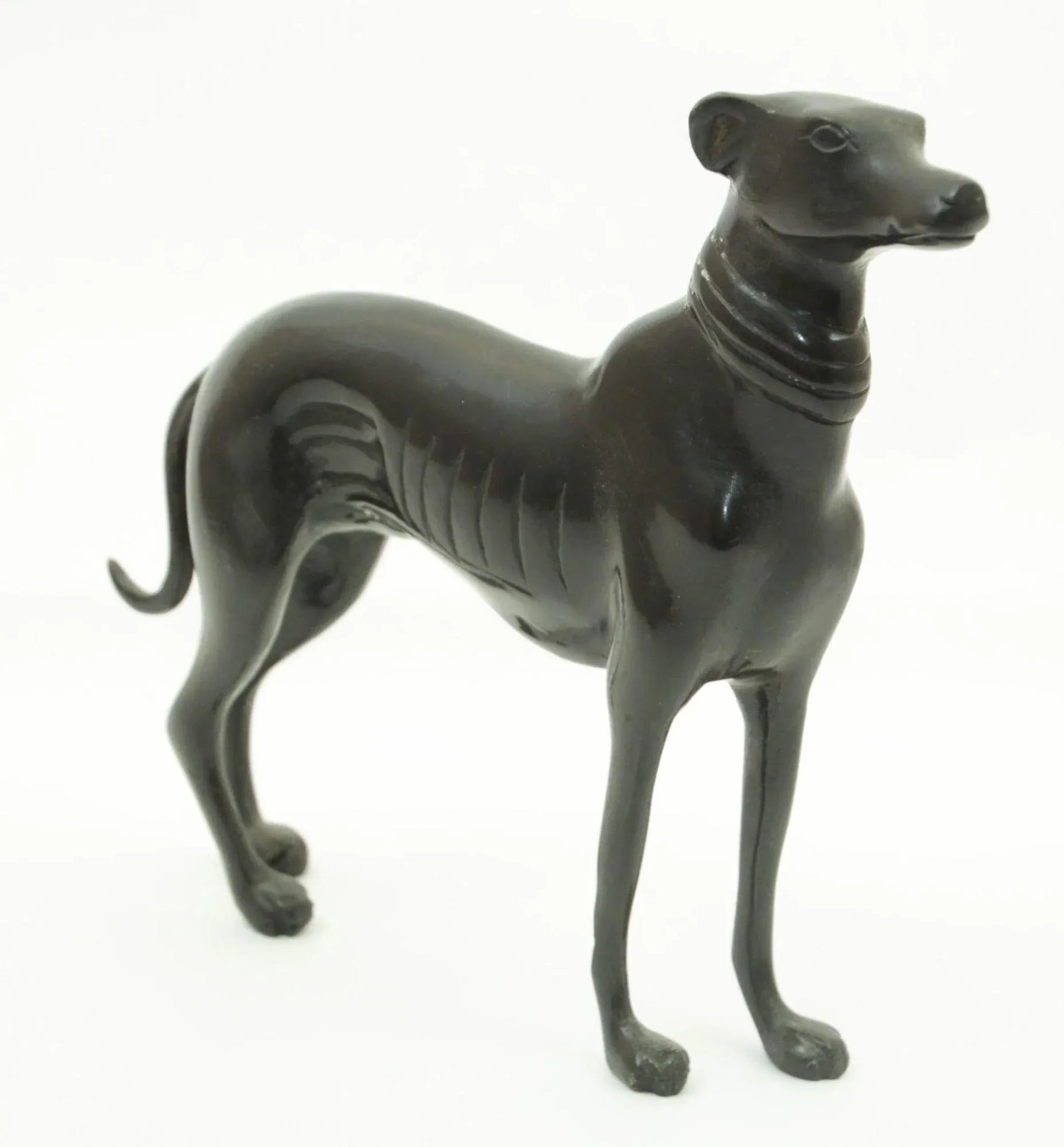 Vintage Bronze Metal Greyhound Whippet Dog Sculpture Figurine Art Deco Style - 2
