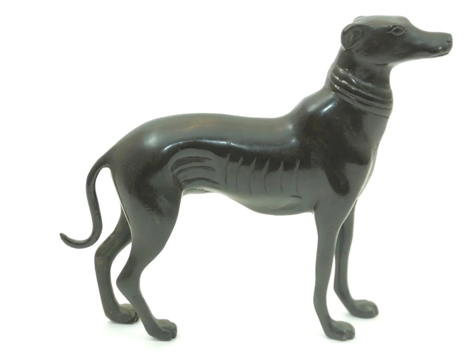 Vintage Bronze Metal Greyhound Whippet Dog Sculpture Figurine Art Deco Style - 3