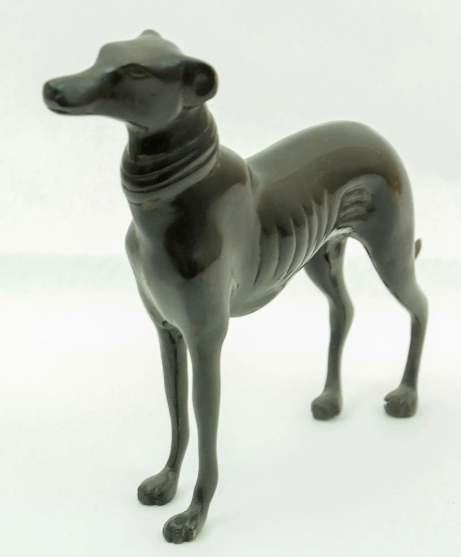 Vintage Bronze Metal Greyhound Whippet Dog Sculpture Figurine Art Deco Style - 4