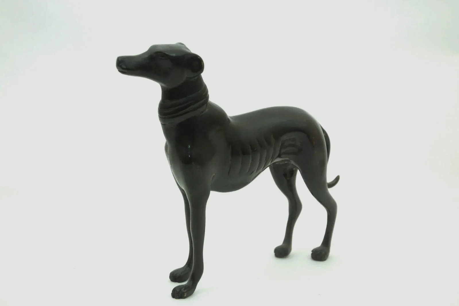 Vintage Bronze Metal Greyhound Whippet Dog Sculpture Figurine Art Deco Style - 5