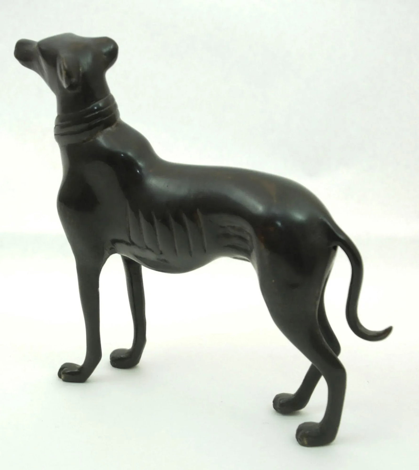 Vintage Bronze Metal Greyhound Whippet Dog Sculpture Figurine Art Deco Style - 6