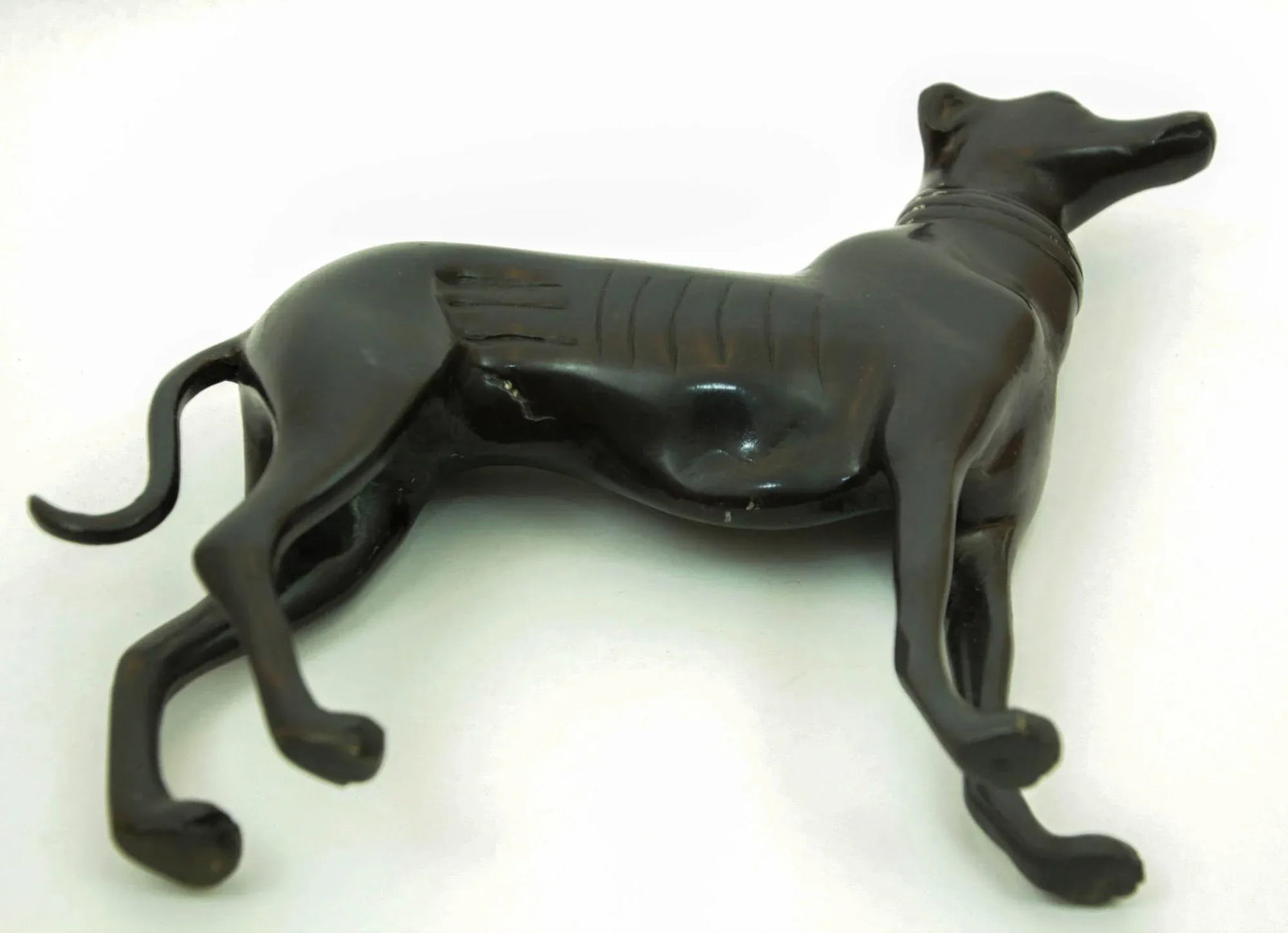 Vintage Bronze Metal Greyhound Whippet Dog Sculpture Figurine Art Deco Style - 8